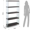 Nancy 75 Dark Wood libreria 5 ripiani noce scuro vetro trasparente temprato h159 l75 p29,5