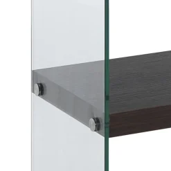 Nancy 75 Dark Wood libreria 5 ripiani noce scuro vetro trasparente temprato h159 l75 p29,5