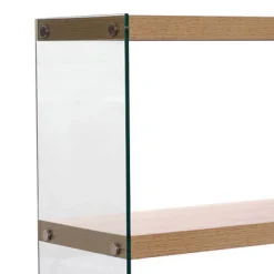 Nancy 75 libreria 4 ripiani in vetro trasparente e finitura rovere 75x29.5xh120 cm