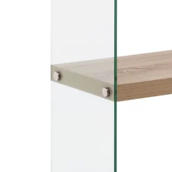 Nancy 45 libreria 5 ripiani in vetro trasparente e finitura rovere 49x29.5xh159 cm