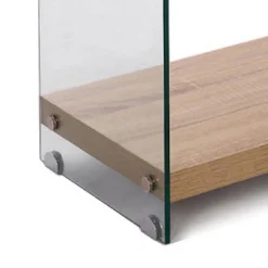 Nancy 75 libreria 3 ripiani in vetro trasparente e finitura rovere 75x29.5xh81 cm