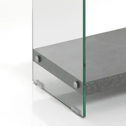 Nancy cement libreria 3 ripiani in vetro trasparente e finitura cemento 70x29.5xh90 cm