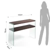 Nancy Dark Wood consolle noce scuro vetro trasparente temprato h75 l100 p35
