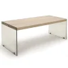 Nancy tavolino in vetro trasparente top finitura rovere 110x55 h43 cm