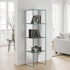 New blanko libreria a colonna in vetro 3 ripiani 35x22xh149 cm