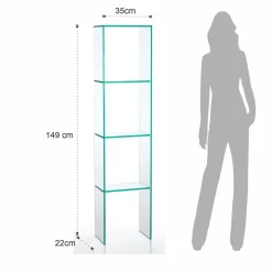 New blanko libreria a colonna in vetro 3 ripiani 35x22xh149 cm