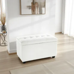 Nice white 80 cassapanca contenitore in pelle sintetica bianco 80x43.5xh46.5 cm