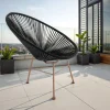Numana black poltrona da interno e esterno in metallo colore rame semilucido e cordoncino nero 70x86xh86 cm