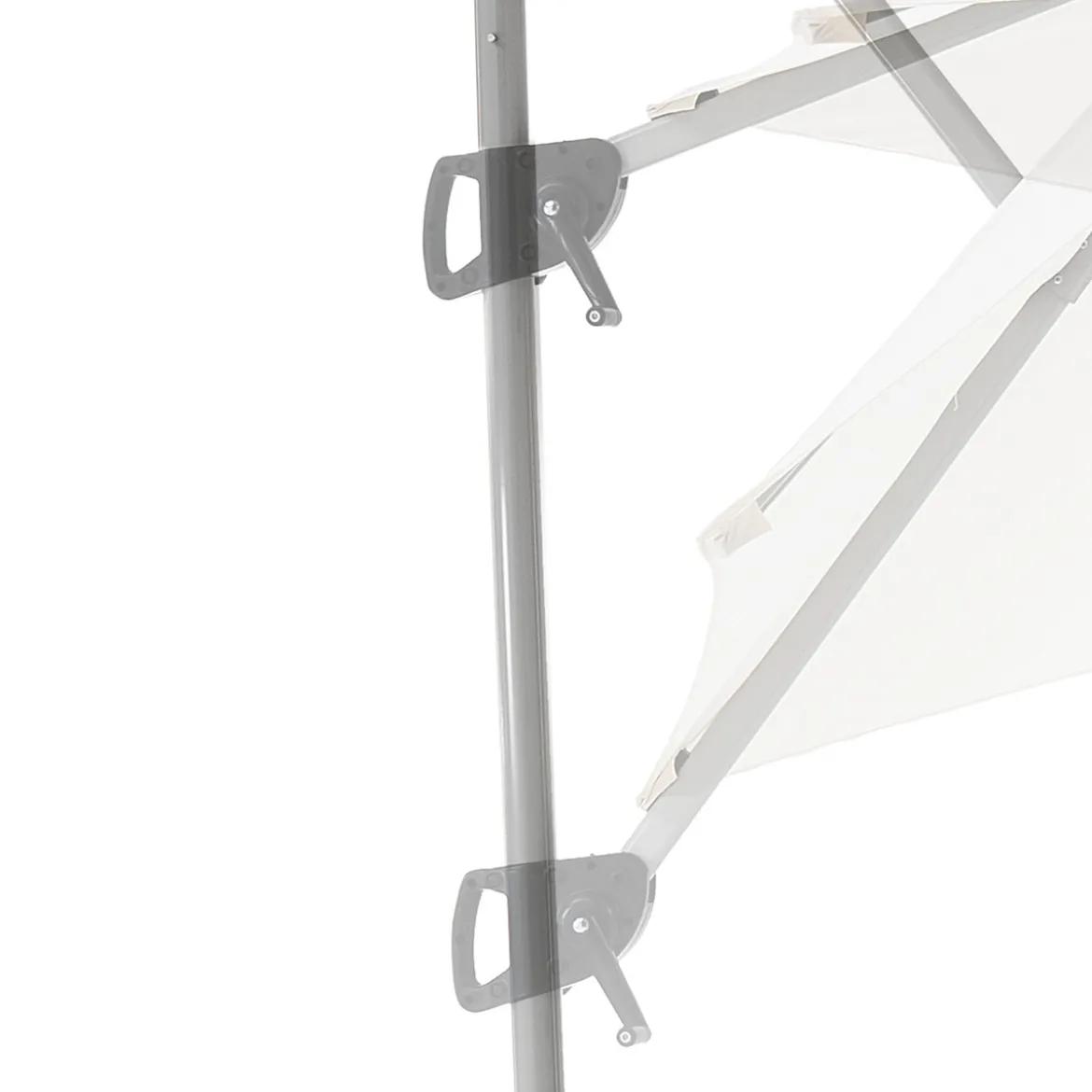Numana ombrellone regolabile tampa in acciaio grigio chiaro telo ecru base inclusa 350x350xh260 cm