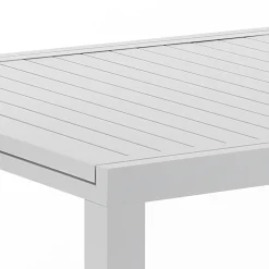 Nydri white-b tavolo int.est. in alluminio bianco opaco piano a doghe 177-266x100xh75 cm