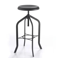 Officina sgabello regolabile a vite in metallo color canna di fucile opaco 49x49xh66-86 cm