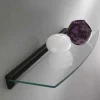 Oriko mensola in legno laccato nero e ripiano in vetro 60x24 cm