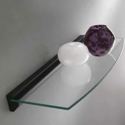 Oriko mensola in legno laccato nero e ripiano in vetro 60x24 cm