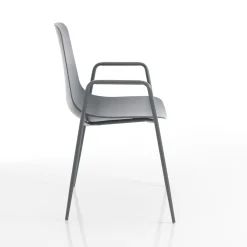 Oslo grey plus sedia con braccioli da interno esterno in polipropilene e acciaio grigia opaco 53x54xh86 cm