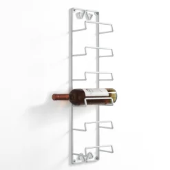 Oste cantinetta porta bottiglie a parete in acciaio bianca opaco 6 bottiglie 16x10xh68 cm