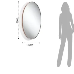 Oval copper specchio da parete in acciaio finitura rame lucido 45x80 cm
