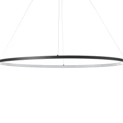 Oval ring lampadario in allumino nero opaco con filo regolabile d100 h92 cm