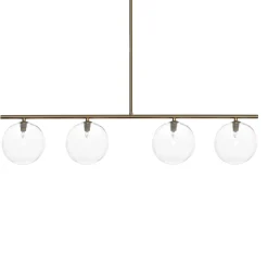 Party evo clear lampadario acciaio verniciato ottone anticato opaco sfere in vetro trasparente cm l95 p155 h90