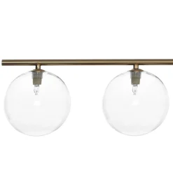 Party evo clear lampadario acciaio verniciato ottone anticato opaco sfere in vetro trasparente cm l95 p155 h90