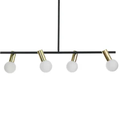 Party lampadario in metallo nero e oro paralumi direzionabili in vetro bianco opaco 94x12 h90 cm