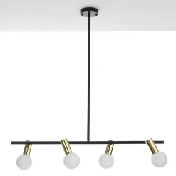 Party lampadario in metallo nero e oro paralumi direzionabili in vetro bianco opaco 94x12 h90 cm