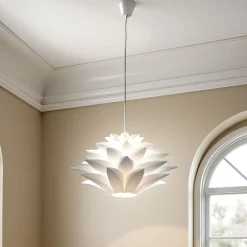 Petalo lampadario in polipropilene bianco con filo regolabile d50 h29 cm