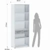 Pier big libreria alta finitura larice bianco e frontali cemento 80x35.5xh201 cm
