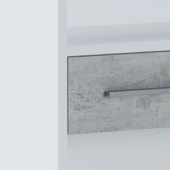 Pier big libreria alta finitura larice bianco e frontali cemento 80x35.5xh201 cm