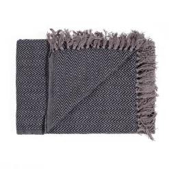 Pier grey plaid cotone colore grigio blu teal dimensioni 135x190 cm
