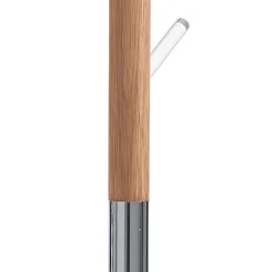 Pin appendiabiti in acciaio cromato legno massello rovere e acrilico trasparente h180xd33 cm