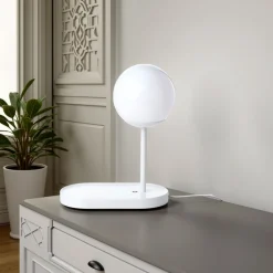 Pogo gigo lampada da tavolo in acciaio bianco opaco accensione touch con presa usb 26x14 h33 cm
