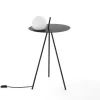 Polo lampada / tavolino / comodino acciaio nero opaco con lampada in vetro integrata d42xh70 cm