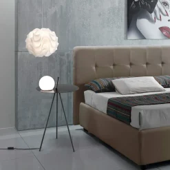 Polo lampada / tavolino / comodino acciaio nero opaco con lampada in vetro integrata d42xh70 cm