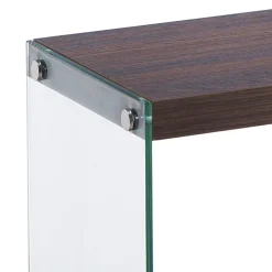 Porta TV NANCY DARK WOOD vetro temperato ripiani legno MDF noce scuro H45 L120 P29,5