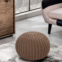 Posh beige pouf 100% cotone beige d43xh34 cm
