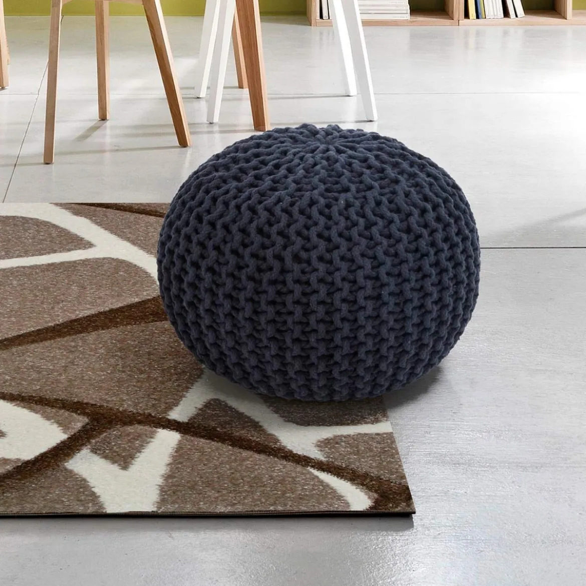 Posh navy pouf 100% cotone blu scuro d43xh34 cm
