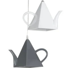 Pot lampadario in resina nera bianca e grigia h100 d35 cm