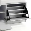 Pratiko-a scarpiera / panca in mdf laccata bianco opaco 2 ante a specchio e 1 cassetto 90x34xh85 cm