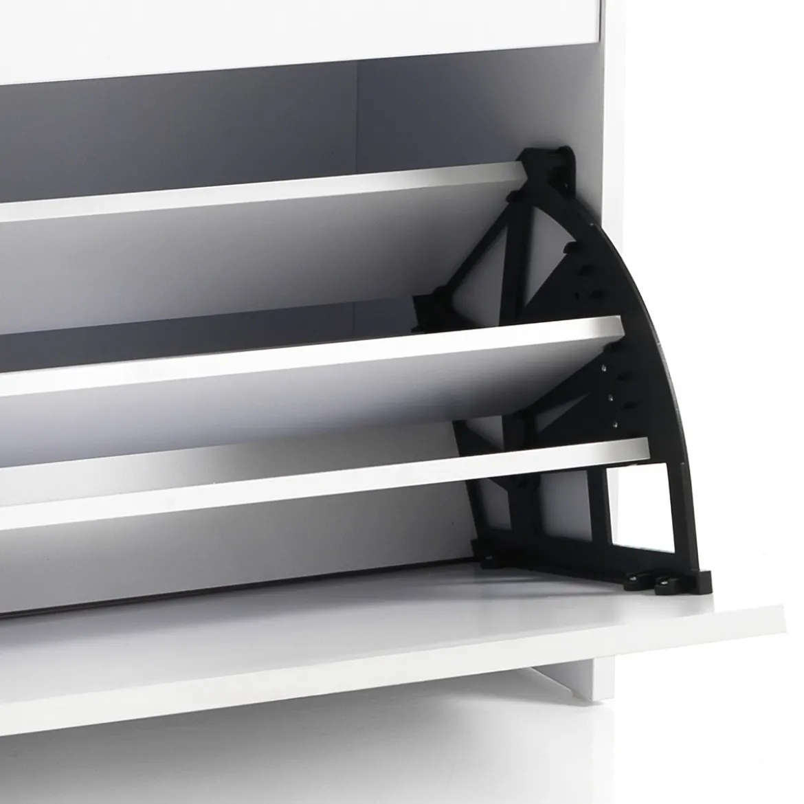 Pratiko-b scarpiera / panca in mdf laccata bianco opaco 1 anta e 1 vano contenitore 60x30xh55 cm