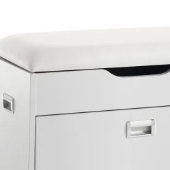 Pratiko-b scarpiera / panca in mdf laccata bianco opaco 1 anta e 1 vano contenitore 60x30xh55 cm