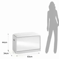 Pratiko-c scarpiera / panca in mdf finitura bianco opaco cuscino in pelle sintetica bianco anta a specchio cm h44 l63 p34