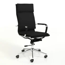 Premier black sedia da ufficio regolabile e girevole in pelle sintetica nera con ruote 57x66 h110/120 cm