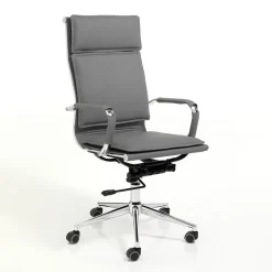Premier grey poltrona da ufficio regolabile e girevole in pelle sintetica grigia con ruote 57x66 h110/120 cm