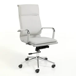 Premier white sedia da ufficio regolabile e girevole in pelle sintetica bianca con ruote 57x66 h110/120 cm