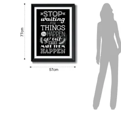Quadro stop waiting for… cornice laccata nera cm h77 l57 p25