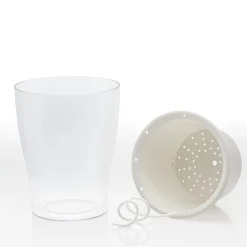 Raffy medium vaso autoinnaffiante per esterno e interno fiordaliso large bianco opaco e trasparente d17.3xh21.2 cm