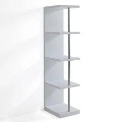 Rake libreria laccata bianco opaco e metallo cromato 30x37.5xh139 cm
