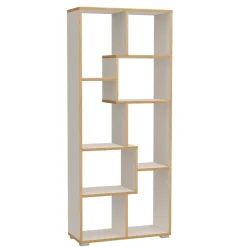 Random-a libreria bianca opaco con bordo in rovere reversibile 69x27.5xh162 cm