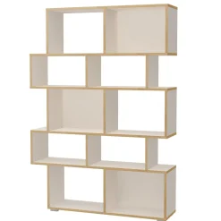 Random-b libreria bianca opaco con bordo in rovere reversibile 115x28xh164 cm
