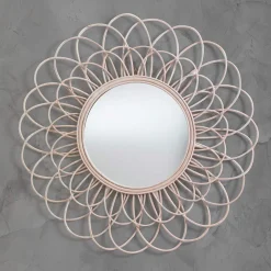 Ranjan specchio da parete trex in rattan colore naturale d90 cm